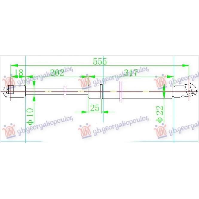 GAS SPRING TAIL GATE (555L-585N) - MAZDA MAZDA TRIBUTE 02-08 pentru MAZDA, MAZDA TRIBUTE 02-08
