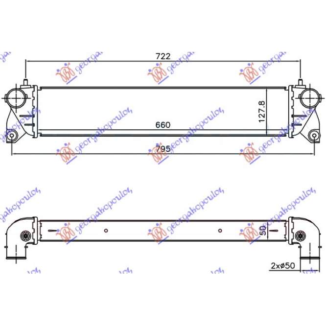 INTERCOOLER 1,6-1,9 JTD (660x127x50 - SUZUKI SX4 07-13 pentru SUZUKI, SUZUKI SX4 07-13, PEUGEOT, PEUGEOT EXPERT 07-16, Partea frontala, Radiator Intercooler