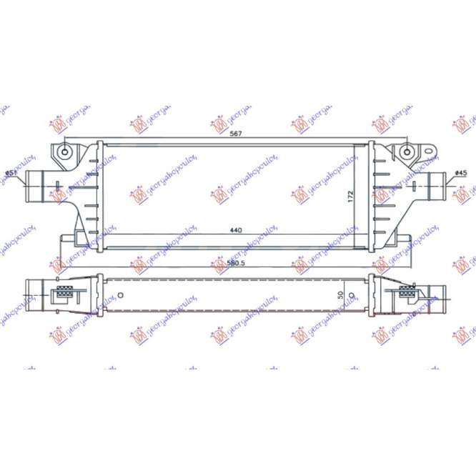INTERCOOLER 2.0 JTD (440x172x55) - SUZUKI SX4 07-13 pentru SUZUKI, SUZUKI SX4 07-13, PEUGEOT, PEUGEOT EXPERT 07-16, Partea frontala, Radiator Intercooler