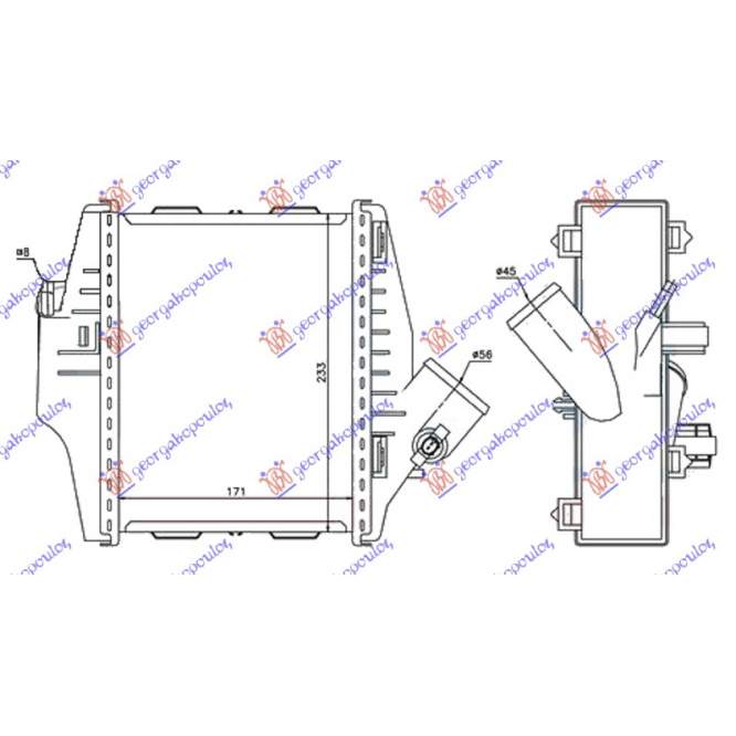 RADIATOR INTERCOOLER 0.8 Cdi DIESEL (171 - F2 pentru SMART, SMART FORTWO 12-14, PEUGEOT, PEUGEOT EXPERT 07-16, Partea frontala, Radiator Intercooler