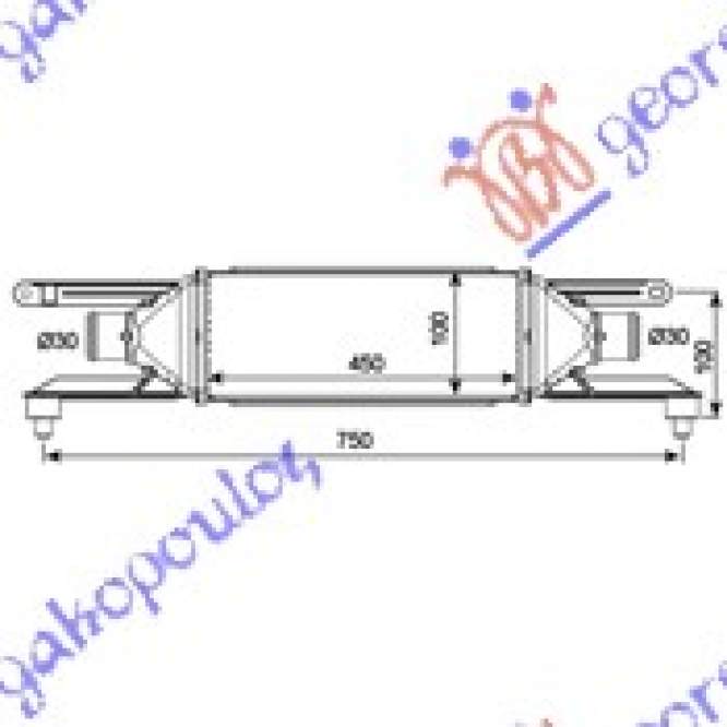 RADIAT INTERC 1,3 JTD-JTDM(45x100x53)90H - ALFA ROMEO ALFA ROMEO MITO 08- pentru ALFA ROMEO, ALFA ROMEO MITO 08-, PEUGEOT, PEUGEOT EXPERT 07-16, Partea frontala, Radiator Intercooler