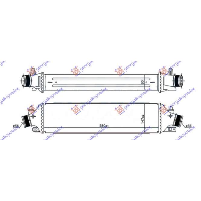 RADIATOR INTERCOOLER 2.0 JTD DIESEL (580x150x80) pentru ALFA ROMEO, ALFA ROMEO GIULIETTA 10-, PEUGEOT, PEUGEOT EXPERT 07-16, Partea frontala, Radiator Intercooler