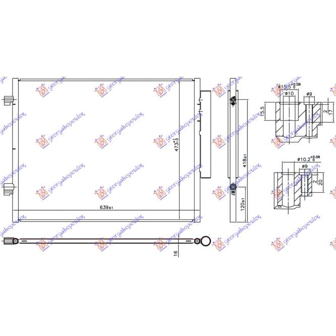RADIATOR AC TOATE MODELELE BNZ. MANUAL/AUTO (639x473x16) pentru ALFA ROMEO, ALFA ROMEO GIULIA 15-