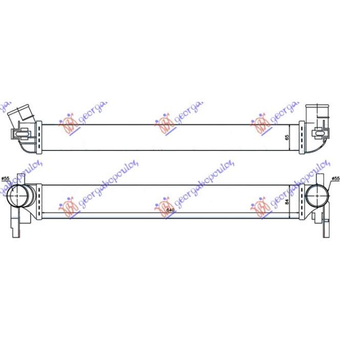 RADIATOR  INTERCOOLER  1.6  TDi  DIESEL  (640x82x64)  pentru AUDI, AUDI A1 10-14, PEUGEOT, PEUGEOT EXPERT 07-16, Partea frontala, Radiator Intercooler