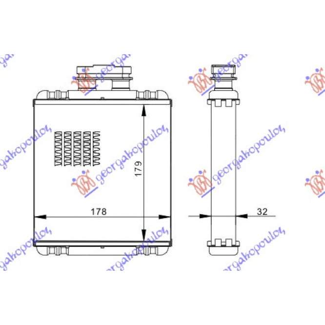 RADIATOR INCALZIRE (B) +/- AC (176x180) pentru AUDI, AUDI A1 10-14