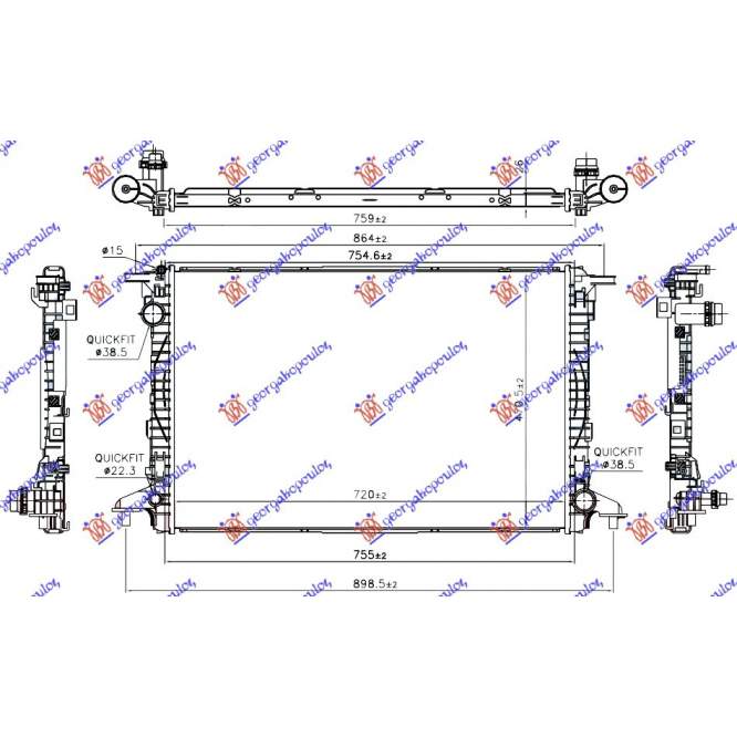 RADIATOR 2.0-3.0 (40/45 TDi) DIESEL AUTO (720x470x26) pentru AUDI, AUDI A6 18-