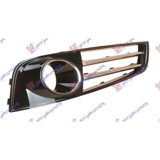 GRILA LAT. BARA FATA (CU ORIFICIU PROIECTOR) CU 2 BANDOURI CROMATE STG. pentru AUDI, AUDI A8 09-13