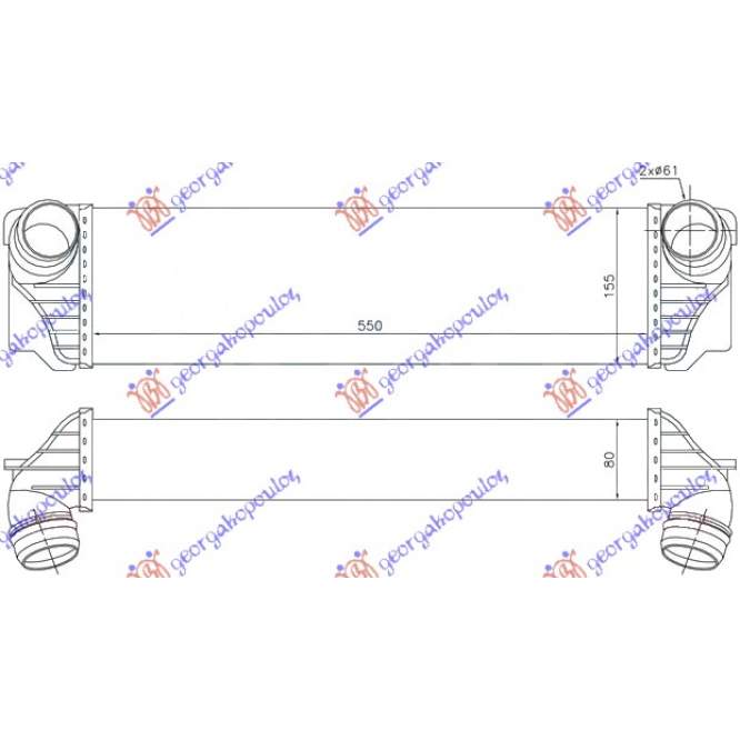 RAD. INTERCOOLER 2.0 (316D-318D-320D) DSL. (510x100x84) TUB 62/62 - BMW X1 (E84) 13-15 pentru BMW, BMW X1 (E84) 13-15, PEUGEOT, PEUGEOT EXPERT 07-16, Partea frontala, Radiator Intercooler