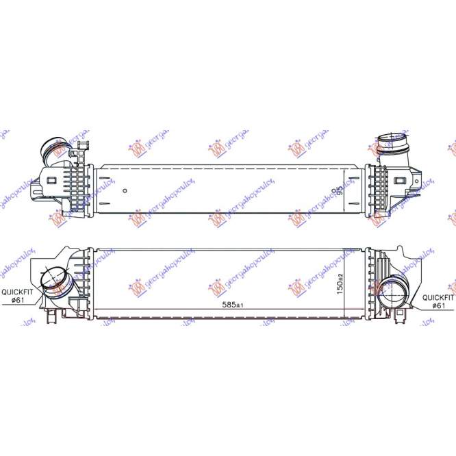 RADIATOR INTERCOOLER ALL DIESEL & 2.0 (220i) BENZINA (585x150x95) - F2 pentru PEUGEOT, PEUGEOT EXPERT 07-16, Partea frontala, Radiator Intercooler, BMW, BMW X1 (F48) 19-22