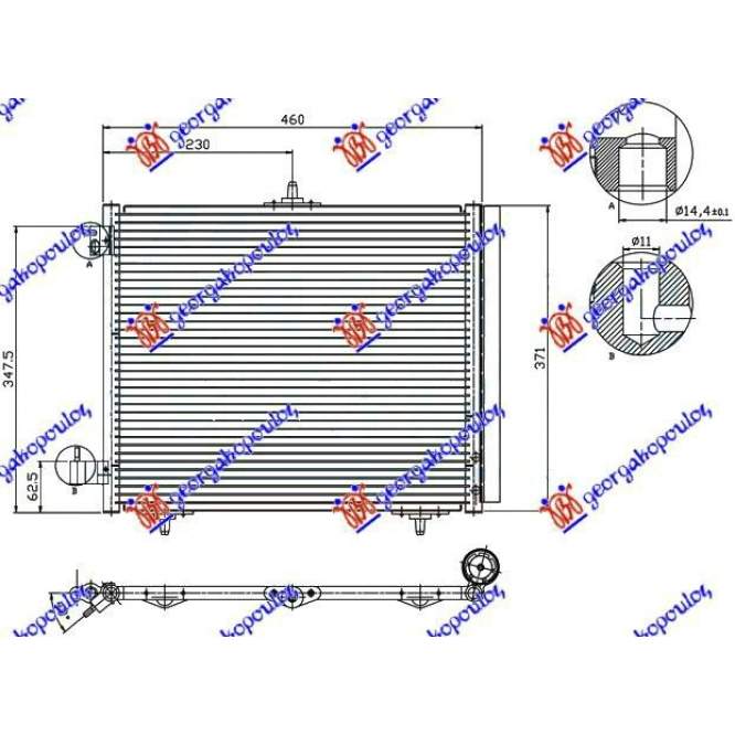 CONDENSER 05- PETR-DSL (42x37) 3BRACKETS - CITROEN CITROEN C3 13-16 pentru CITROEN, CITROEN C3 13-16