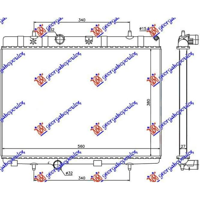 RADIATOR PETROL-DIESEL (380x538) (BRAZED) - CITROEN CITROEN DS3 10-14 pentru CITROEN, CITROEN DS3 10-14