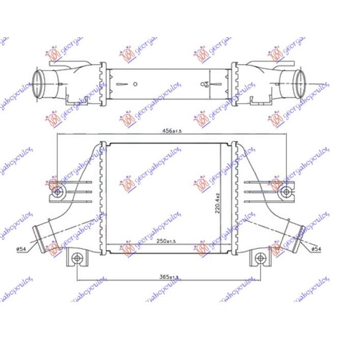 RADIATOR INTERCOOLER 1.6-1.8-2.2 DiD DIESEL (250x220x64)                                                                 - MITSUBISHI MITSUBISHI ASX 10-14 pentru MITSUBISHI, MITSUBISHI ASX 10-14, PEUGEOT, PEUGEOT EXPERT 07-16, Partea frontala, Radiator Intercooler