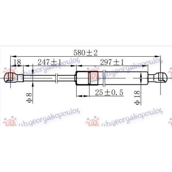 GAS SPRING HOOD (583L-400N) - DACIA DACIA LOGAN-MCV 12-16 pentru DACIA, DACIA LOGAN-MCV 12-16