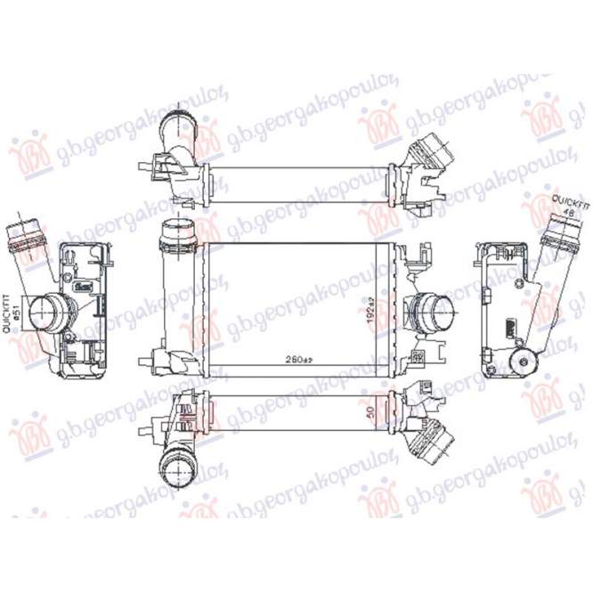 RADIATOR INTERCOOLER 1.0 PETROL (260x187) - RENAULT RENAULT CAPTUR 20- pentru PEUGEOT, PEUGEOT EXPERT 07-16, Partea frontala, Radiator Intercooler, RENAULT, RENAULT CAPTUR 20-