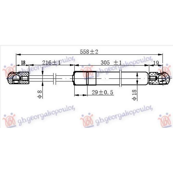 GAS SPRING TAIL GATE (558L-470N) - FIAT FIAT 500 L 12-17 pentru FIAT, FIAT 500 L 12-17