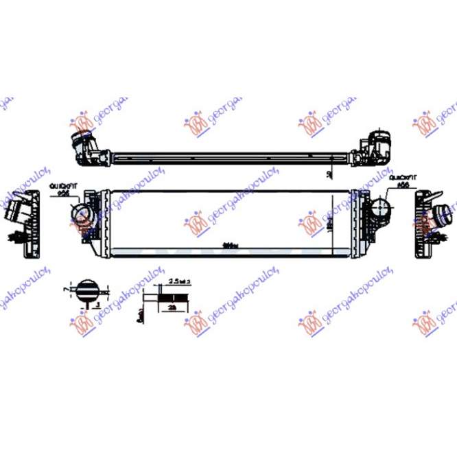 RADIATOR INTERCOOLER 1.0-1.5 EcoBoost BNZ. (700x190x30)  pentru PEUGEOT, PEUGEOT EXPERT 07-16, Partea frontala, Radiator Intercooler, FORD, FORD FOCUS 18-22