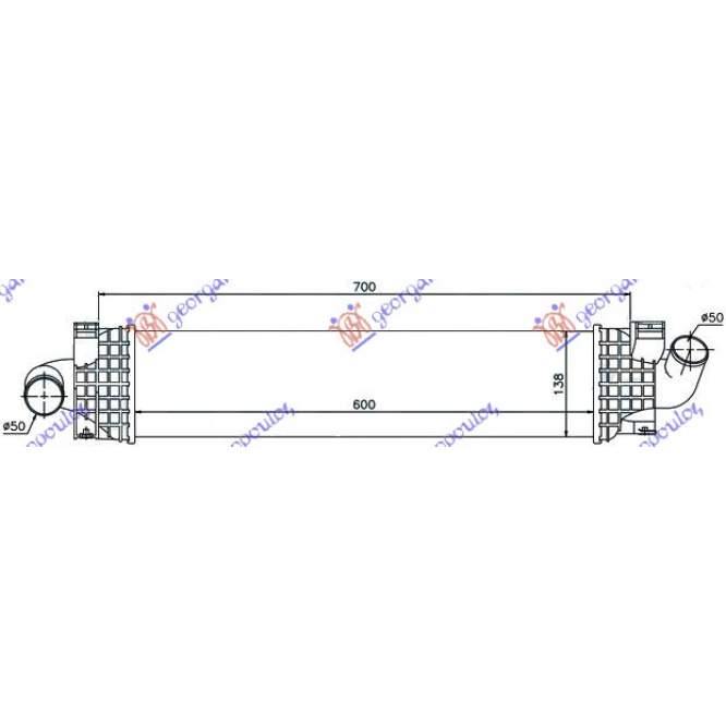 RADIATOR INTERCOOLER 1.5-1.6 TDCI/ECOnetic (336x157x62) - FORD FOCUS C-MAX 10-14 pentru PEUGEOT, PEUGEOT EXPERT 07-16, Partea frontala, Radiator Intercooler, FORD, FORD C-MAX II 10-14
