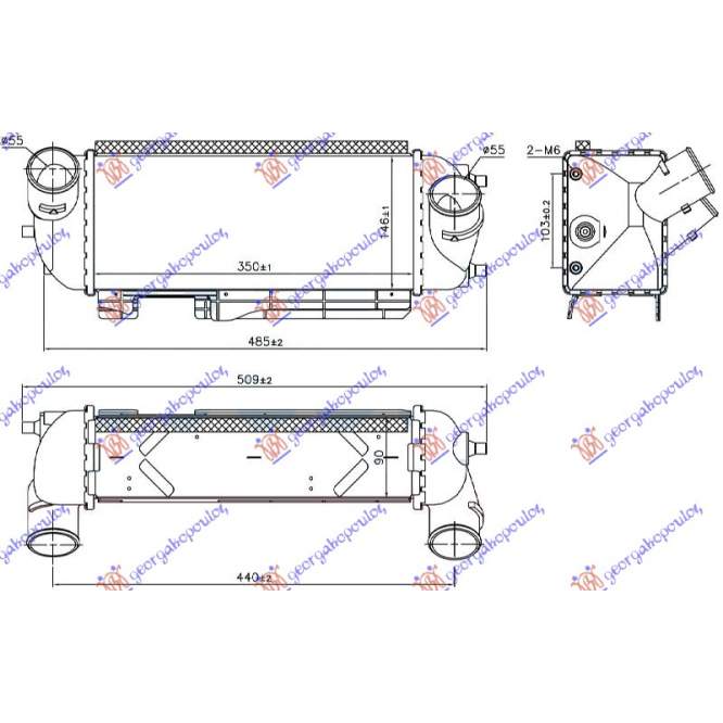  INTERCOOLER  RADIATOR  2.0  CRDI  (350x146x90)  -  KIA  KIA  SPORTAGE  10-14  pentru KIA, KIA SPORTAGE 10-14, PEUGEOT, PEUGEOT EXPERT 07-16, Partea frontala, Radiator Intercooler