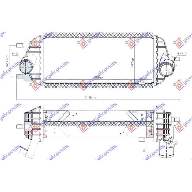  RADIATOR  INTERCOOLER  1.7  CRDi  DIESEL  (350x147x85)  -  HYUNDAI  HYUNDAI  iX35/TUCSON  10-15  pentru PEUGEOT, PEUGEOT EXPERT 07-16, Partea frontala, Radiator Intercooler, HYUNDAI, HYUNDAI iX35/TUCSON 10-15