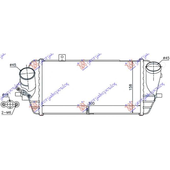  INTERCOOLER  RADIATOR  1.1-1.4-1.6  CRDi  (300x158x90)  -  KIA  KIA  SOUL  11-13  pentru KIA, KIA SOUL 11-13, PEUGEOT, PEUGEOT EXPERT 07-16, Partea frontala, Radiator Intercooler