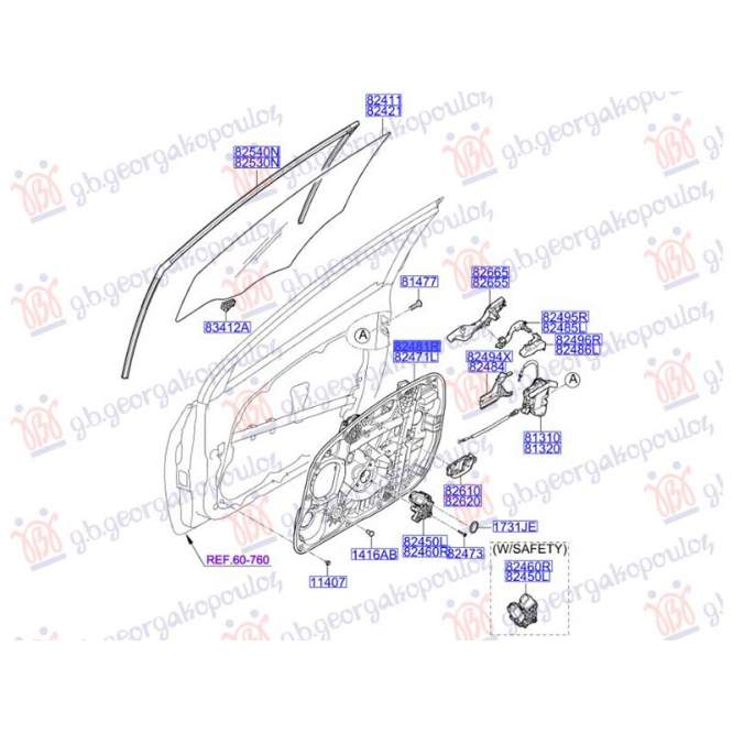  MACARA  ELECTRICA  GEAM  USA  FATA  (FARA  MOTOR)  (CZECH)  (O)  DR.  pentru HYUNDAI, HYUNDAI i30 5D 12-14