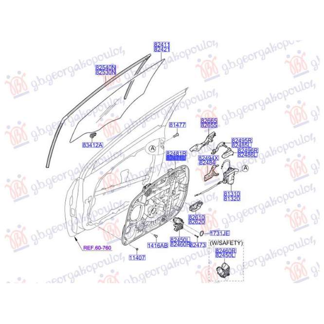  MACARA  ELECTRICA  GEAM  USA  FATA  (FARA  MOTOR)  (CZECH)  (O)  STG.  pentru HYUNDAI, HYUNDAI i30 5D 12-14