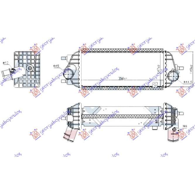 RADIATOR INTERCOOLER 1.7 CRDi DIESEL (350x145x85) - KIA KIA SPORTAGE 14-15 pentru KIA, KIA SPORTAGE 14-15, PEUGEOT, PEUGEOT EXPERT 07-16, Partea frontala, Radiator Intercooler
