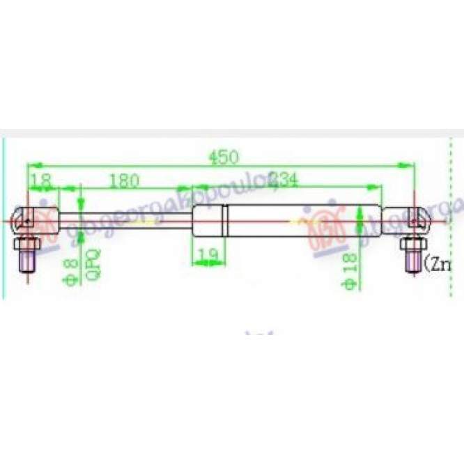 GAS SPRING TAIL GATE (450L-280N) - LADA LADA NIVA 87-09 pentru LADA, LADA NIVA 87-09