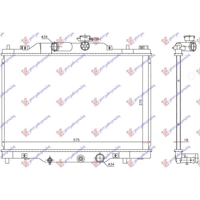 RADIATOR 2.0 PETROL (375x575x16) (KOYO) - MAZDA MAZDA CX3 15-19 pentru MAZDA, MAZDA CX3 15-19