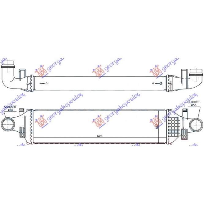 RADIATOR INTER. PETR/DSL (625x160) - MERCEDES MERCEDES GLA (X156) 14-17 pentru PEUGEOT, PEUGEOT EXPERT 07-16, Partea frontala, Radiator Intercooler, MERCEDES, MERCEDES GLA (X156) 14-17