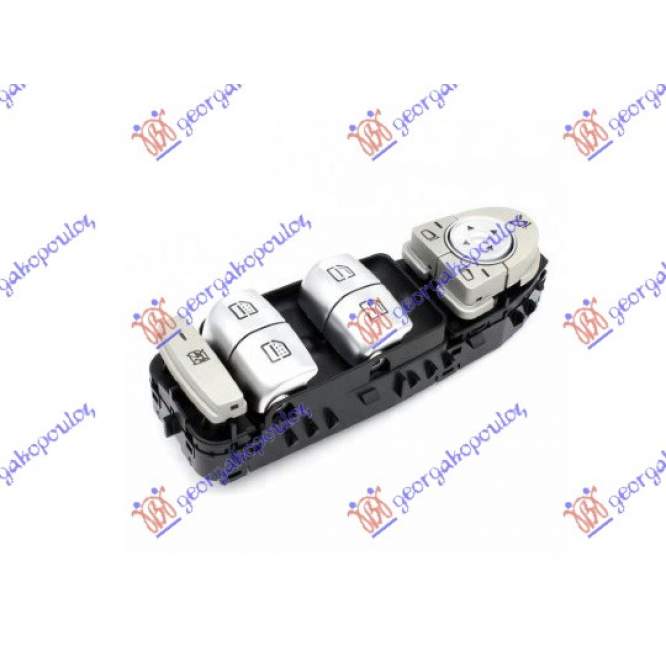 DOOR/MIRROR SWITCH FRONT (Black base/Silver bouton)(Red light)(Quatern)(3pin) - MERCEDES MERCEDES C CLASS (W205) SDN/S.W. 14-18 pentru PEUGEOT, PEUGEOT EXPERT 07-16, Interior, Comutatoare, MERCEDES, MERCEDES C CLASS (W205) SDN/S.W. 14-18