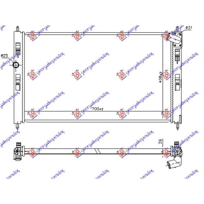 RADIATOR 1.6 DI-D DIESEL MANUAL (700x410) (KOYO) - MITSUBISHI MITSUBISHI ASX 17-20 pentru MITSUBISHI, MITSUBISHI ASX 17-20
