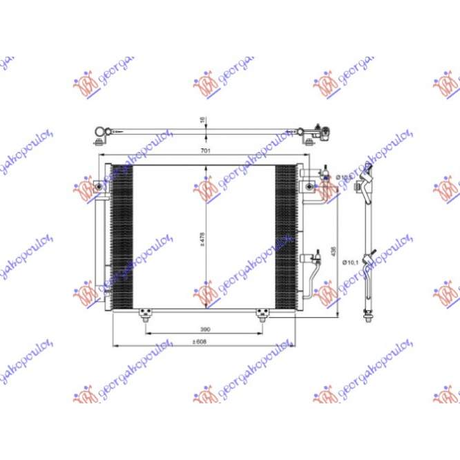 CONDENSER PETROL-DIESEL (608x485x16) - MITSUBISHI MITSUBISHI PAJERO 07-12 pentru MITSUBISHI, MITSUBISHI PAJERO 07-12
