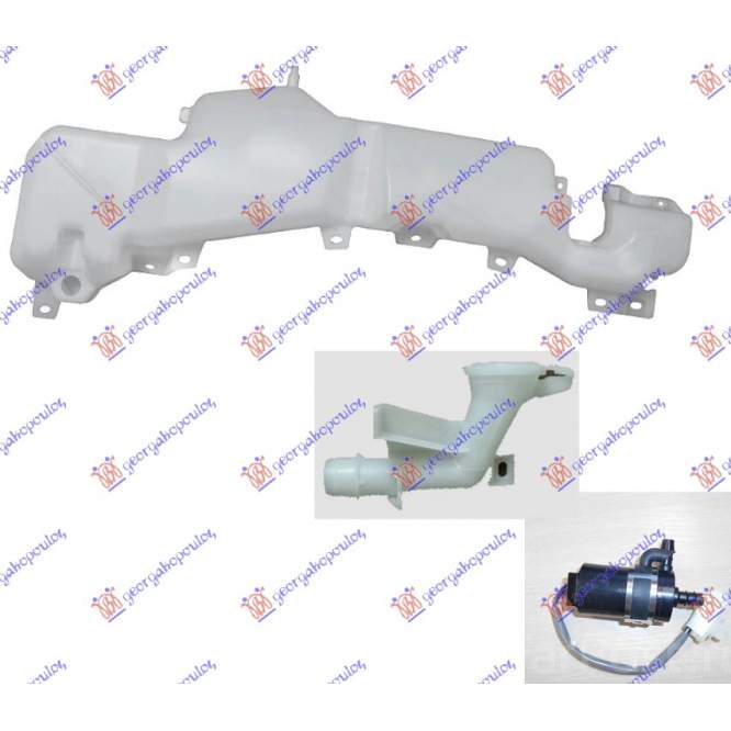 WIPER WASHER TANK W/ NECK & MOTOR & CAP (W/HEADLAMP WASHER) - MITSUBISHI MITSUBISHI PAJERO 07-12 pentru MITSUBISHI, MITSUBISHI PAJERO 07-12, JEEP, JEEP COMMANDER 06-10, Partea frontala, Vas spalator
