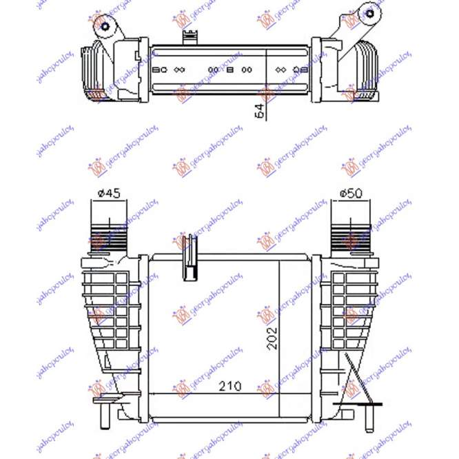 RADIATOR INTERCOOLER 1.5 DIESEL (210x205x64) - NISSAN NISSAN NV 200/EVALIA 09- pentru PEUGEOT, PEUGEOT EXPERT 07-16, Partea frontala, Radiator Intercooler, NISSAN, NISSAN NV 200/EVALIA 09-