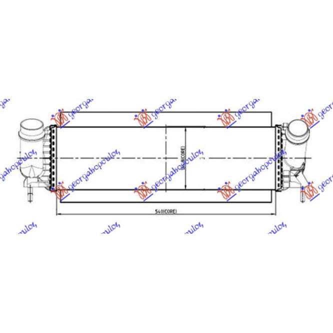RADIATOR INTERCOOLER 2.3 DCI DIESEL (540x150x80) HOSE DIAMETER 56/51 - NISSAN NISSAN P/U (D23) NAVARA NP300 2WD-4WD 15- pentru PEUGEOT, PEUGEOT EXPERT 07-16, Partea frontala, Radiator Intercooler, NISSAN, NISSAN P/U (D23) NAVARA NP300 2WD-4WD 15-