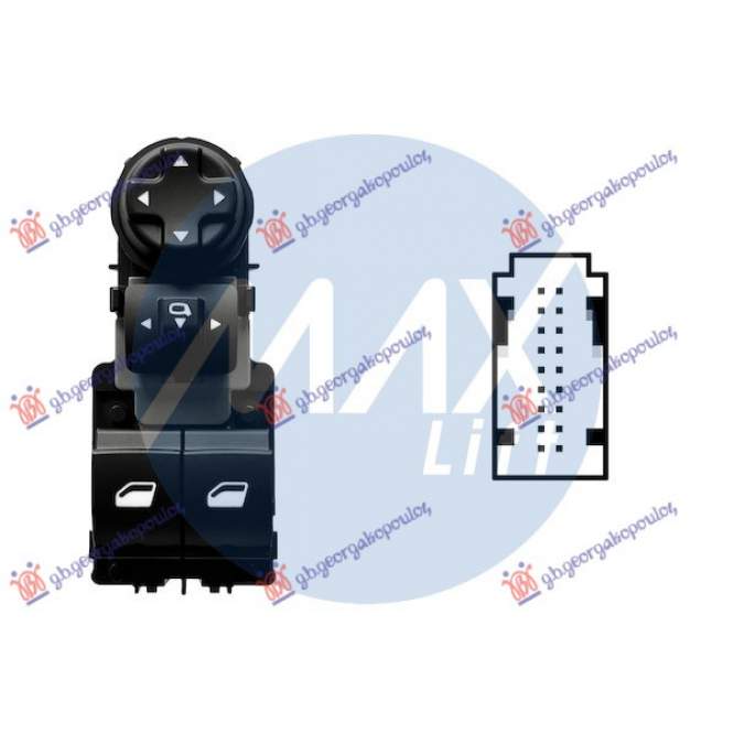  COMUTATOR  USA/OGLINDA  PLIABILA  FATA  (DUBLU)  (18  pini)  STG.  pentru PEUGEOT, PEUGEOT EXPERT 07-16, Interior, Comutatoare, PEUGEOT, PEUGEOT 208 II 19-23