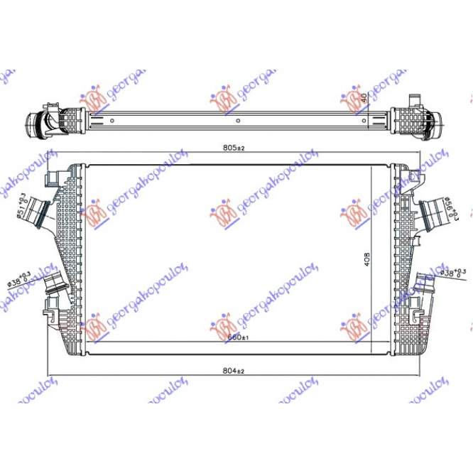  RADIATOR  INTER.2.0CDti  BI  TURBO  (660x408  -  OPEL  OPEL  ASTRA  J  5D/S.W.  10-13  pentru OPEL, OPEL ASTRA J 5D/S.W. 10-13, PEUGEOT, PEUGEOT EXPERT 07-16, Partea frontala, Radiator Intercooler
