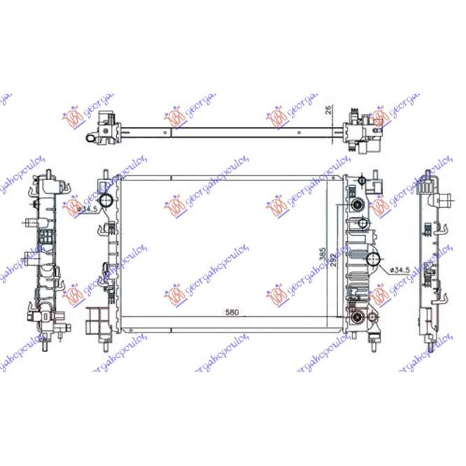  RADIATOR  1.6-1.8  AUTOMATIC  BENZINA  (580x385x26)  pentru DAEWOO - CHEVROLET, CHEVROLET TRAX 13-
