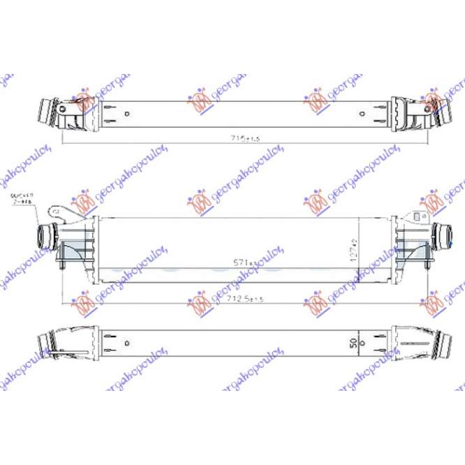  RADIATOR  INTERCOOLER  1.3  CDTI  DIESEL  (571x127x50)  -  OPEL  OPEL  ADAM  12-  pentru OPEL, OPEL ADAM 12-, PEUGEOT, PEUGEOT EXPERT 07-16, Partea frontala, Radiator Intercooler