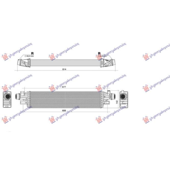 RADIATOR INTERCOOLER 1.3 CDTI (570x127) pentru PEUGEOT, PEUGEOT EXPERT 07-16, Partea frontala, Radiator Intercooler, OPEL, OPEL CORSA E 15-19