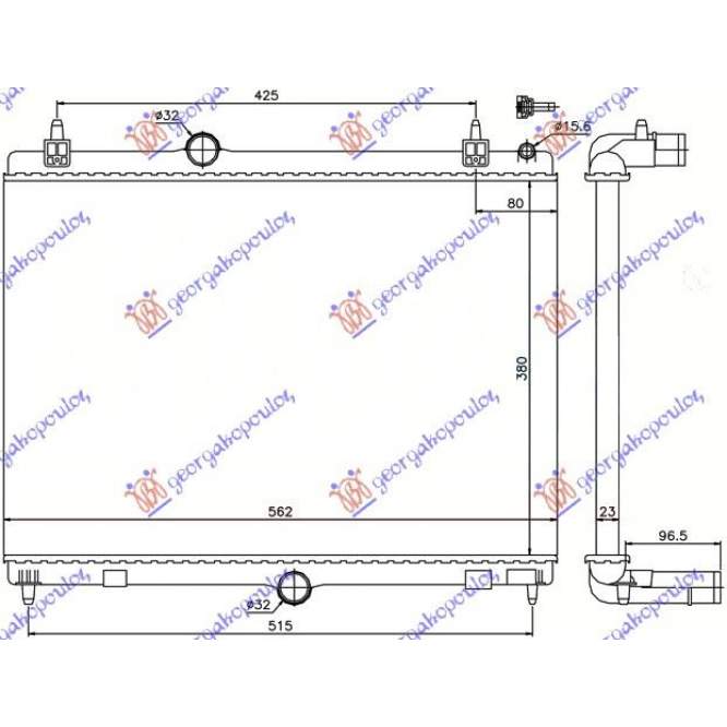  RADIATOR  (MECANIC)  1.6  THP-VTI  BENZ.-  1.6  HDi-2.0  HDi-BLUEHDi  DIESEL  MANUAL  (380x560)  -  PEUGEOT  PEUGEOT  407  04-10  pentru PEUGEOT, PEUGEOT 407 04-10