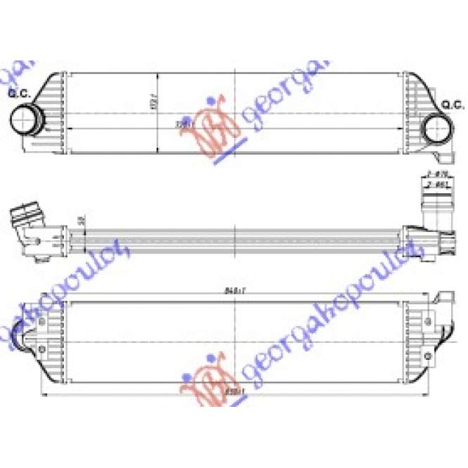  RADIATOR  INTERC.  2,3  CDTi  (730x173x50)  -  RENAULT  RENAULT  MASTER/MASCOTT  09-15  pentru RENAULT, RENAULT MASTER/MASCOTT 09-15, PEUGEOT, PEUGEOT EXPERT 07-16, Partea frontala, Radiator Intercooler