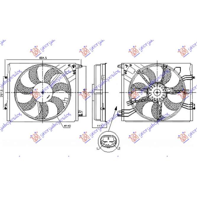  ELECTROVENTILATOR  ASSY  (SINGLE)  1.2-1.3  BNZ.  -  1.5-1.6-1.7  DIESEL  (440mm)  (2  pins)  (250W)  (VALEO)  pentru RENAULT, RENAULT TALISMAN SEDAN/GRANDTOUR 15-