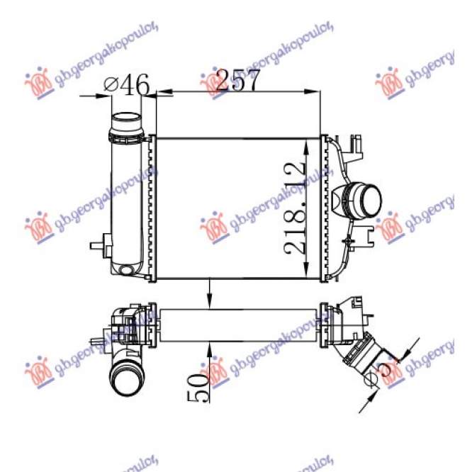 RADIATOR  INTERCOOLER  1.3  TCE  DIESEL  (257x218)  -  RENAULT  RENAULT  CAPTUR  20-  pentru PEUGEOT, PEUGEOT EXPERT 07-16, Partea frontala, Radiator Intercooler, RENAULT, RENAULT CAPTUR 20-