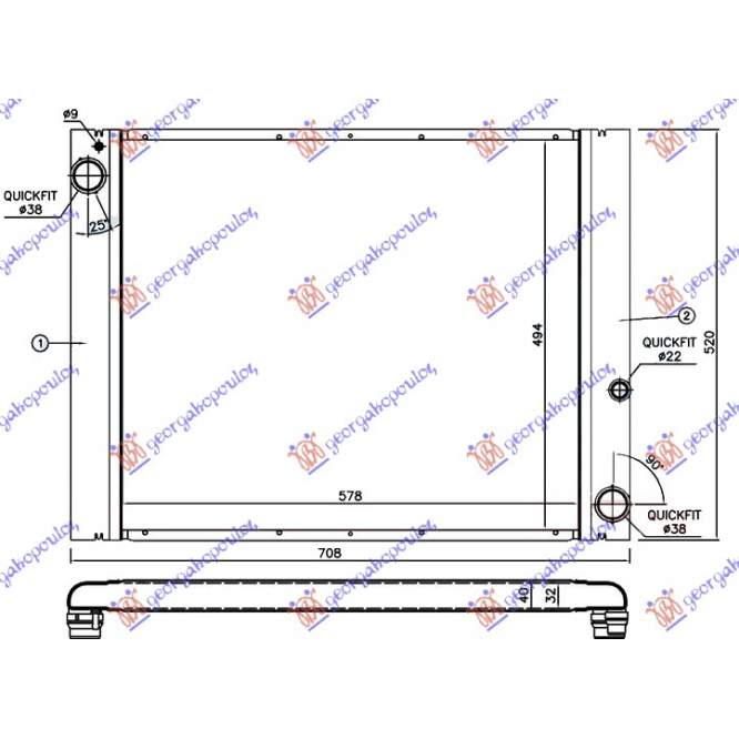 RADIATOR 3.0 TD DIESEL AUTOM. (570x500)  ALLUMINIU  - RANGE ROVER/RANGE ROVER VOGUE 02-12 pentru LAND ROVER, LAND ROVER RANGE ROVER 02-12 (L322)