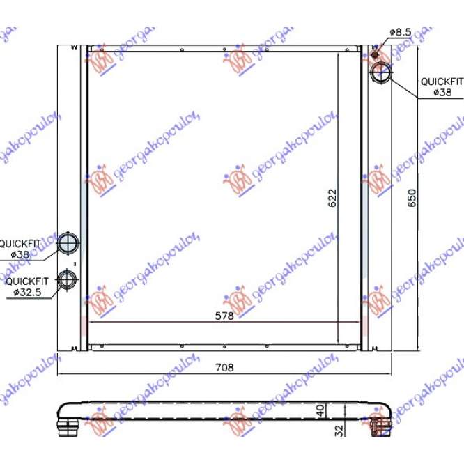 RADIATOR 4.2 SUPRAALIMENTAT - 4.4i BENZINA AUTOM. (580x620) - RANGE ROVER/RANGE ROVER VOGUE 02-12 pentru LAND ROVER, LAND ROVER RANGE ROVER 02-12 (L322)