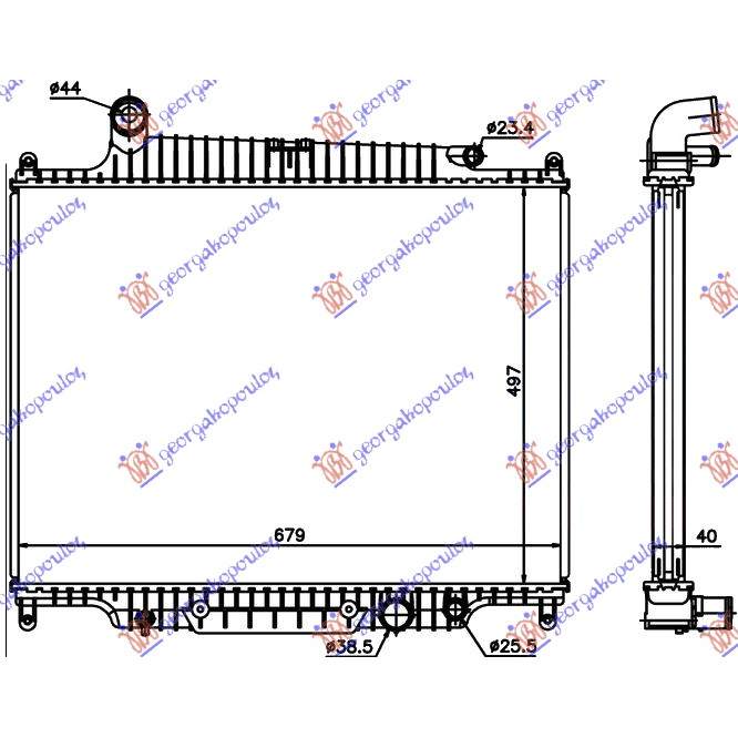 RADIATOR 3.6 TD DIESEL AUTOM. (495x680) - RANGE ROVER/RANGE ROVER VOGUE 02-12 pentru LAND ROVER, LAND ROVER RANGE ROVER 02-12 (L322)