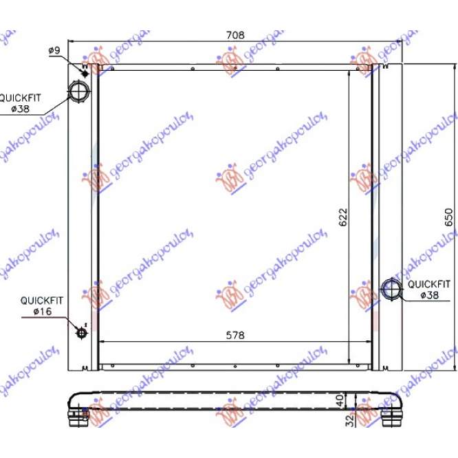 RADIATOR 4.4i BENZINA AUTOM. (580x620)   - RANGE ROVER/RANGE ROVER VOGUE 02-12 pentru LAND ROVER, LAND ROVER RANGE ROVER 02-12 (L322)