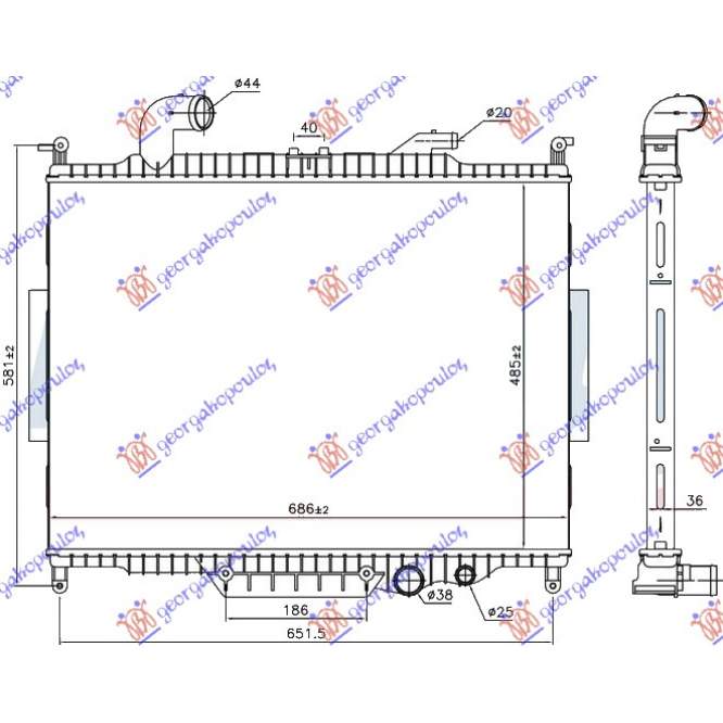 RADIATOR 4.4 TD DIESEL AUTOM. (485x685) - RANGE ROVER/RANGE ROVER VOGUE 02-12 pentru LAND ROVER, LAND ROVER RANGE ROVER 02-12 (L322)